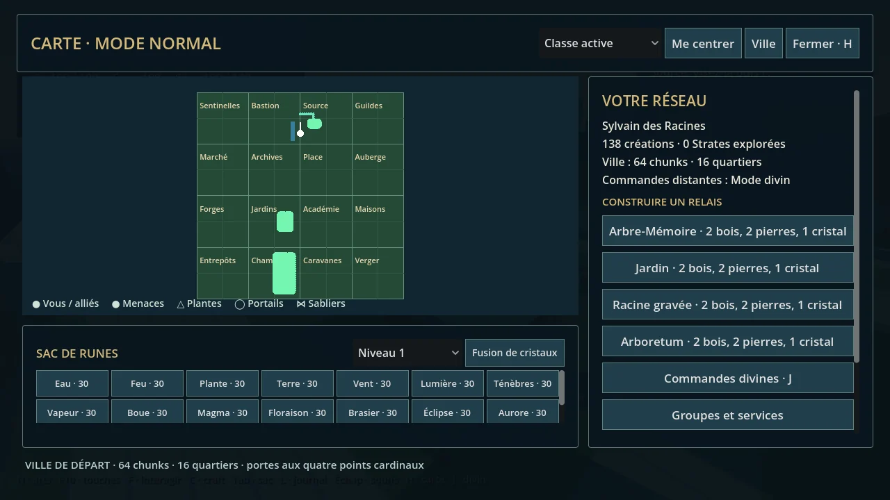 Le plan de la ville et le sac de runes.